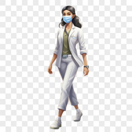 戴口罩的女医生卡通医疗职业人物形象元素