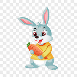 可爱卡通抱着胡萝卜的小兔子免抠元素