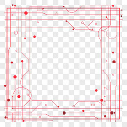 红色科技风线条边框元素