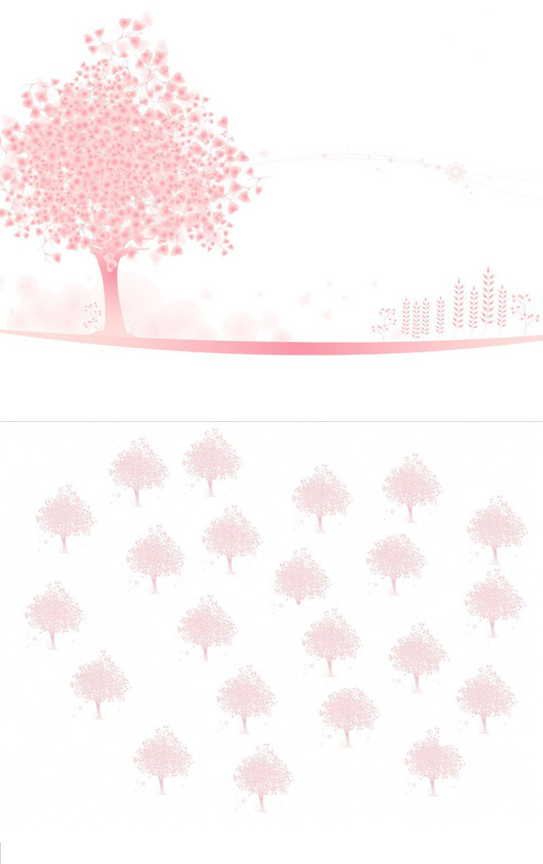 淡雅粉色小树PPT背景图片