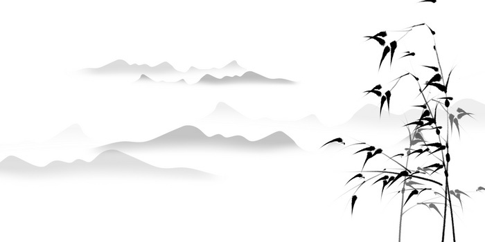 黑白中国水墨竹子手绘插画背景素材
