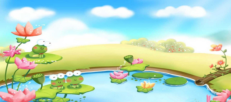 卡通池塘荷叶青蛙背景