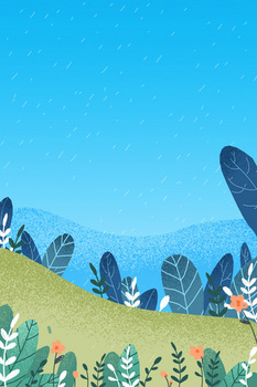 原创手绘清新植物插画背景谷雨节气海报背景
