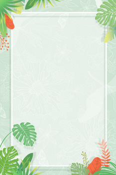 绿色小清新植物叶子卡通边框背景