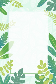 绿色小清新叶子植物简约边框背景