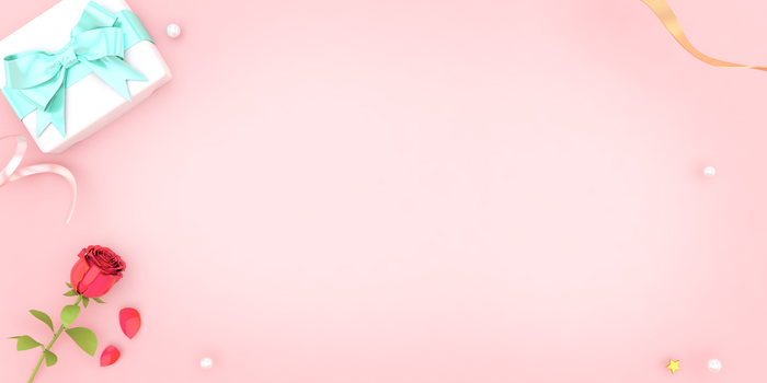 粉色创意C4D立体礼包玫瑰背景