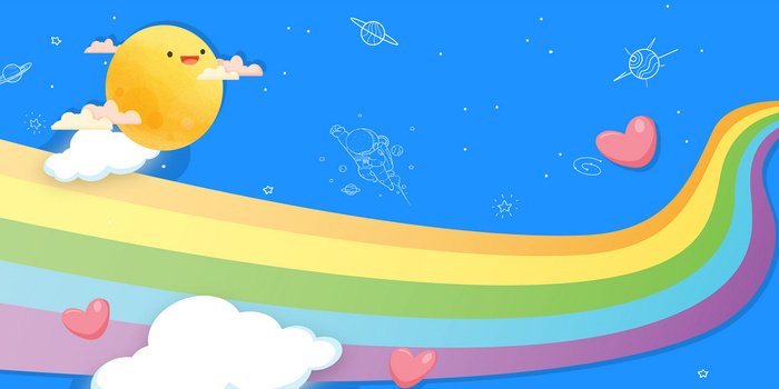 蓝色创意卡通儿童彩虹星空背景图