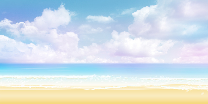 简约唯美沙滩蓝天白云风景背景