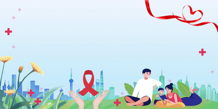 卡通手绘公益世界预防艾滋病日背景
