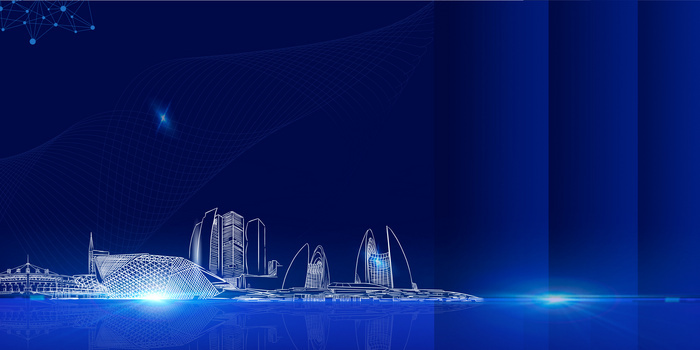 蓝色创意商务科技广州城市建筑线稿背景