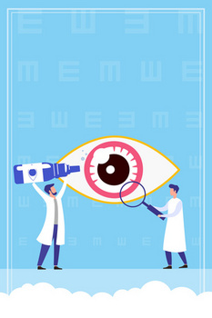 创意手绘扁平卡通清新蓝色爱眼日保护视力预防近视海报背景