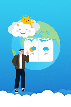创意清新手绘卡通国际气象节天气预报海报背景