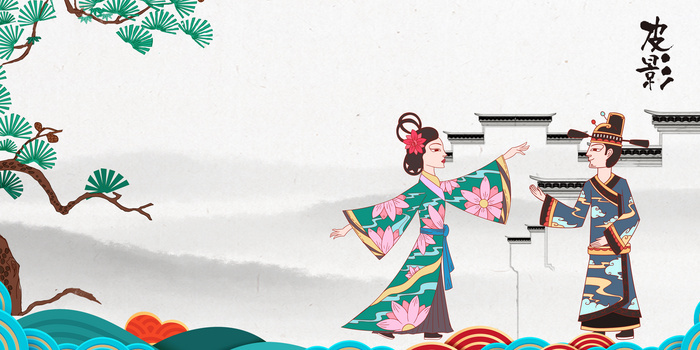 中国风传统文化皮影戏背景设计