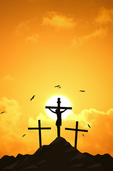 创意耶稣十字架剪影复活节背景