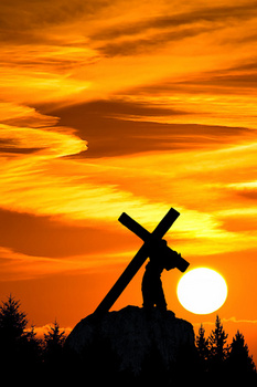 复活节黄昏十字架背景