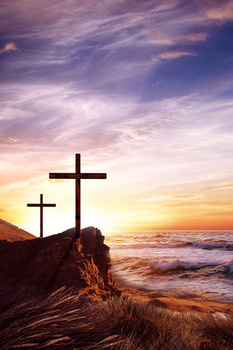 复活节十字架基督山摄影图合成背景