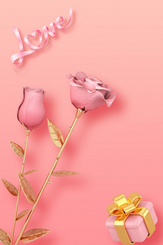 创意大气唯美浪漫粉色520情人节海报