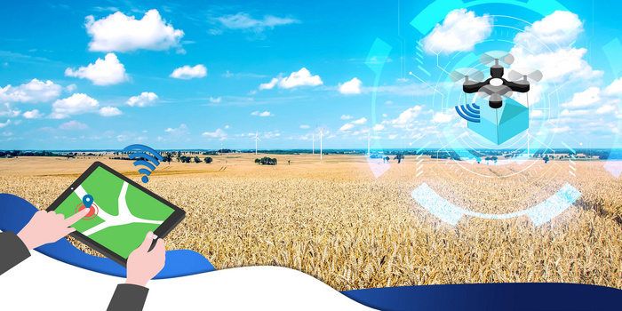科技兴农智慧农业无人机网络监管弄点摄影合成背景