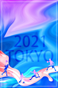 2021东京奥运会色彩流体渐变运动剪影背景
