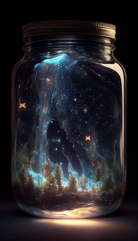 透明玻璃瓶中的宇宙星空微观世界插图