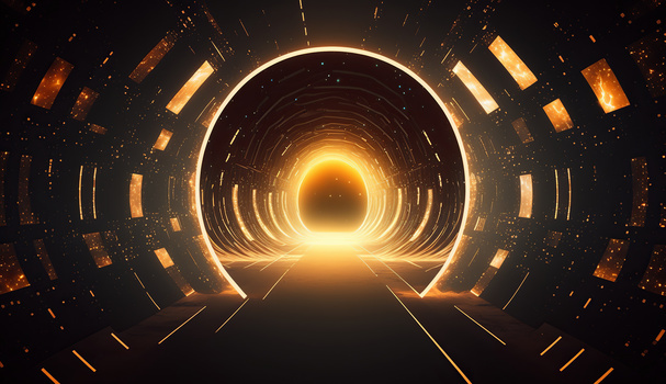 金色大气未来科技射线时空隧道传送门