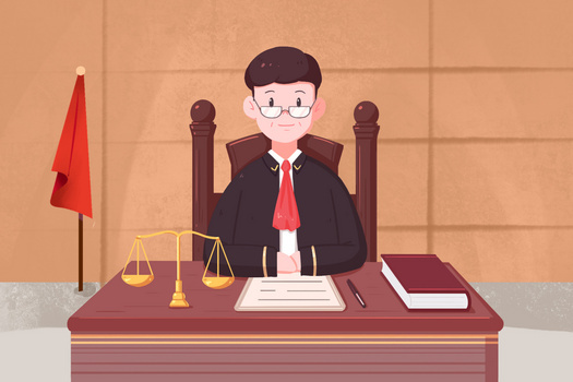 法官坐在法庭上插画