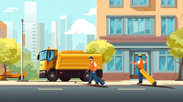 城市清洁工打扫卫生环卫工人卡通人物插画