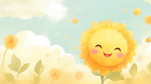 像太阳一般盛开的向日葵插画