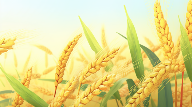 金黄色小麦丰收的季节插画