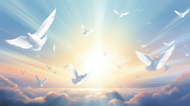 世界和平日蓝天白云和平鸽插画