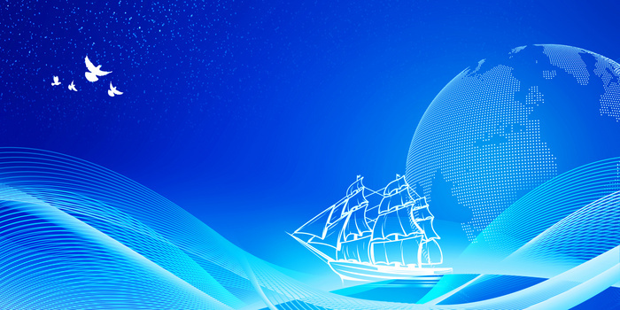 蓝色科技风商务年会扬帆起航帆船年会背景