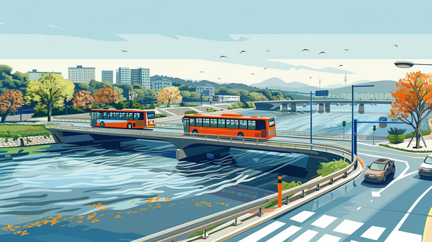 城市交通公交车车辆插画