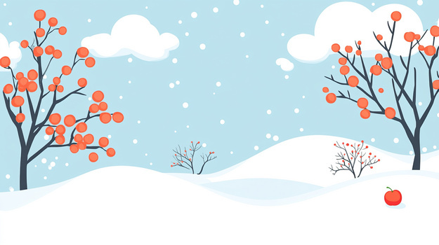 卡通冬季树枝背景