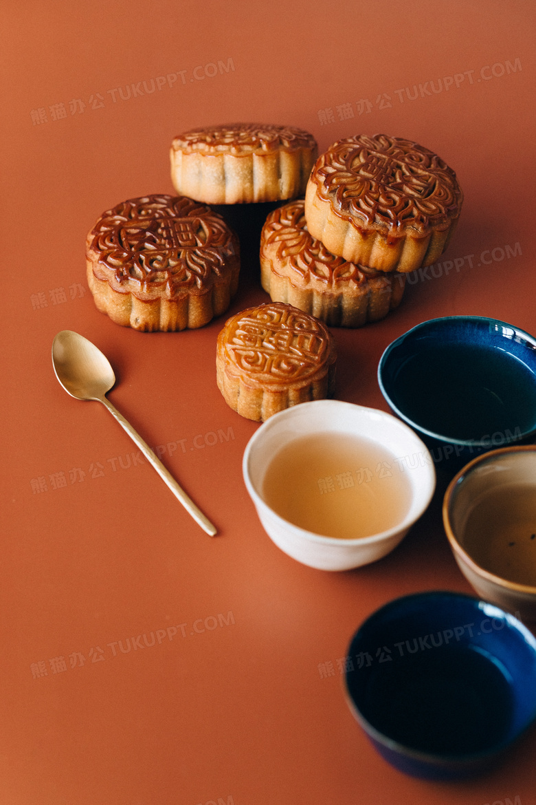 平铺中秋节甜点图片