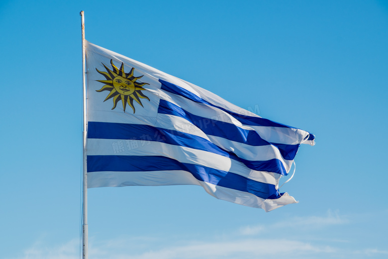 乌拉圭飘扬国旗图片