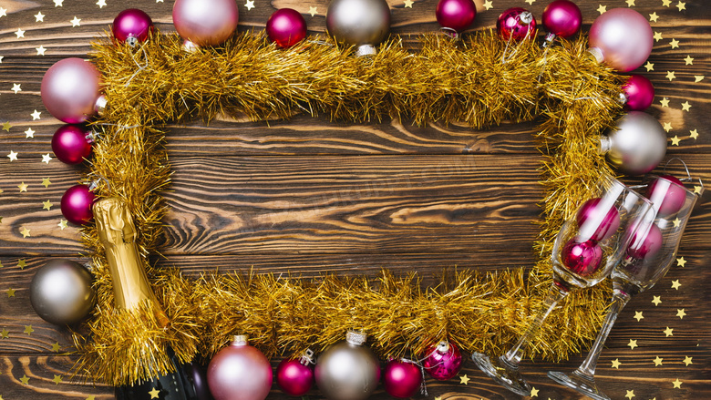 圣诞节装饰木板背景图片