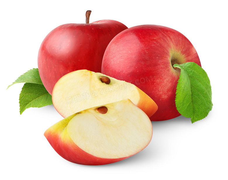 红苹果与切开展示效果摄影高清图片