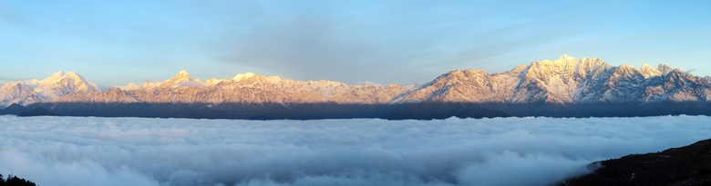 二郎山红岩顶云海全景图摄影图片