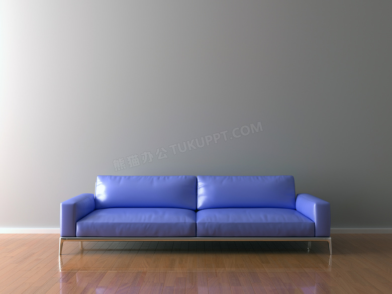 墙边的浅蓝色沙发家具摄影高清图片