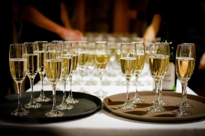 酒宴派对上的香槟特写摄影高清图片