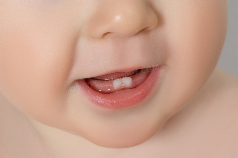 可爱小宝宝的牙齿特写摄影高清图片