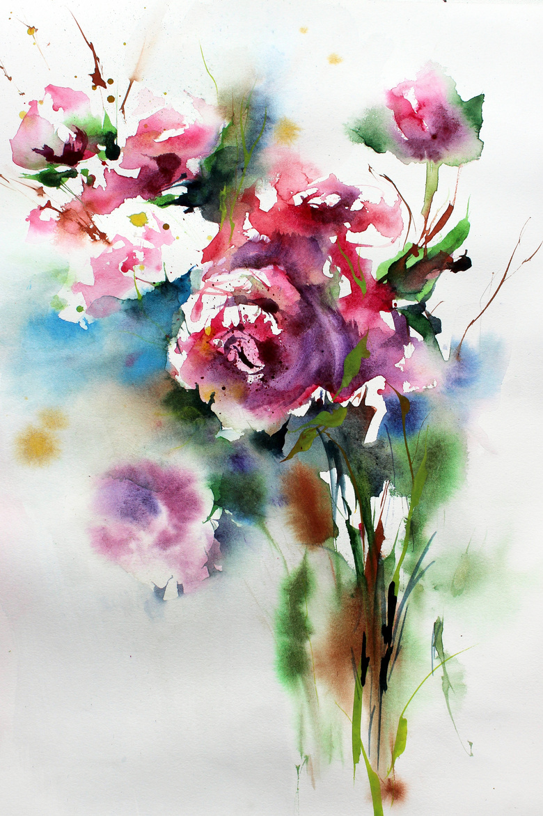 水彩创意花卉植物绘画作品高清图片