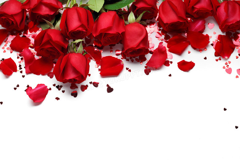 亮片装饰的红色玫瑰花摄影高清图片
