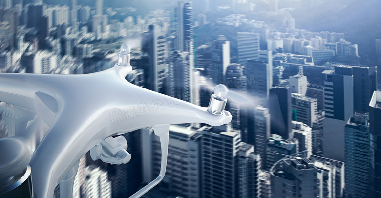 城市上空航拍的无人机摄影高清图片