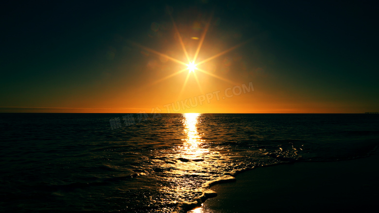 海上夕阳图美景摄影图片