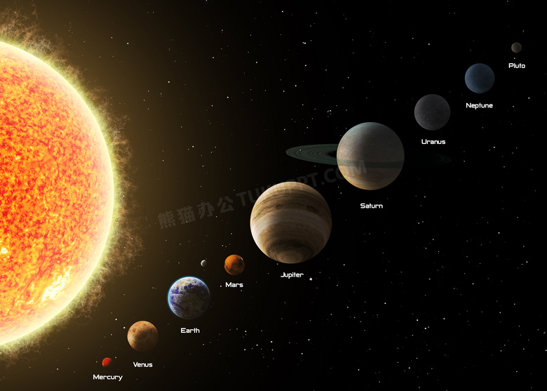 太阳系中九大行星创意设计高清图片
