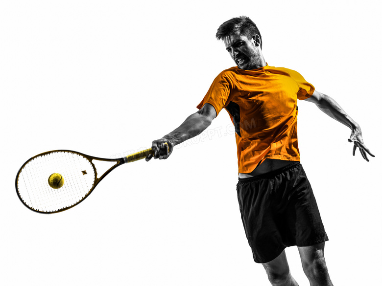 大力击球的网球运动员摄影高清图片