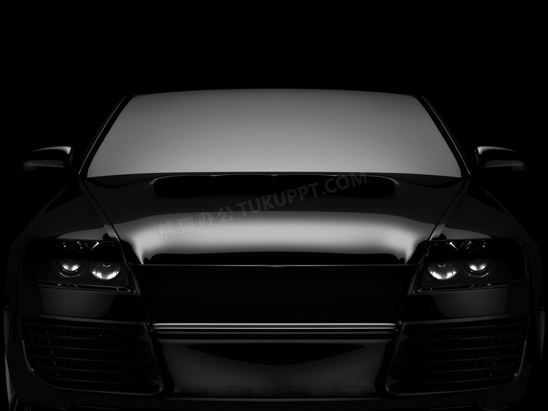 微弱灯光下的黑色汽车摄影高清图片