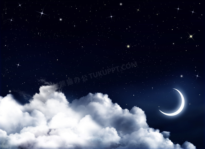 挂在夜空中的一弯新月摄影高清图片