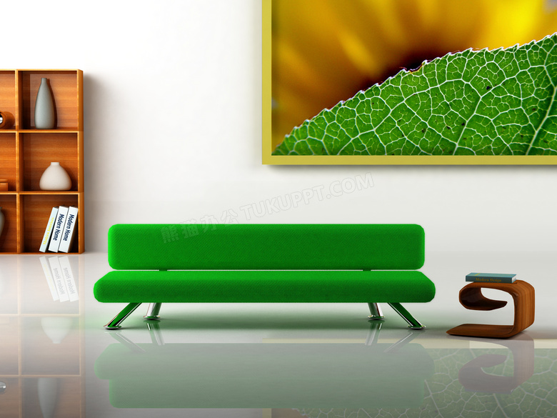 绿色沙发等家具摆设高清图片